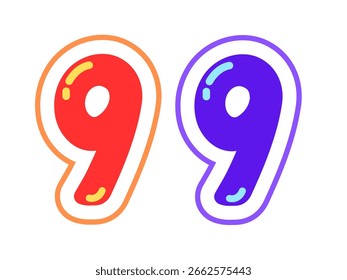 Número 9 en color azul y naranja para el diseño del icono del logotipo. 2025