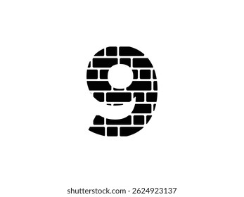 number 9 brick wall symbol icon design vector isolated transparent background