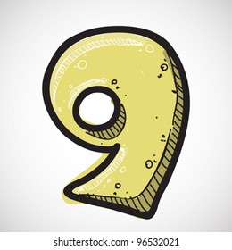 number 9 from candy alphabet. vector illustration