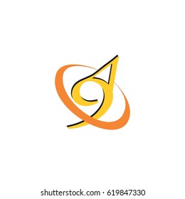 Number 9 in circle design logo vector