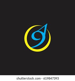 Number 9 in circle design logo vector
