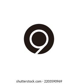 Number 9 circle, line geometric symbol simple logo vector
