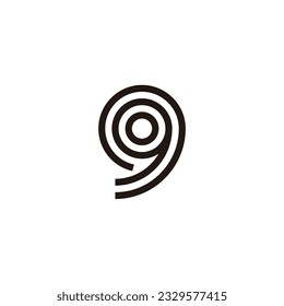 Círculo número 9, símbolo geométrico redondo simple vector de logotipo