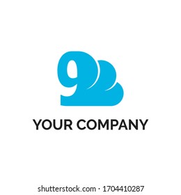number 9 cloud modern logo vector