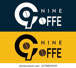 number 9 and coffee logo design