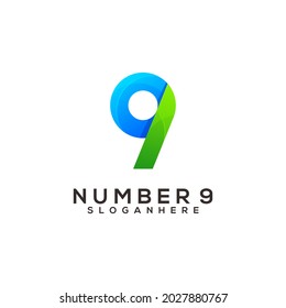 number 9 colorful logo design template