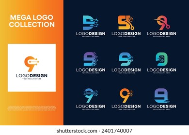 Colección de diseño de logotipo creativo número 9. Símbolo abstracto de la tecnología digital