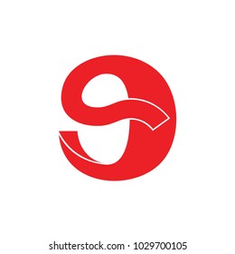 number 9 curves shape logo vector