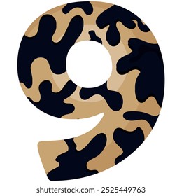 number 9 design for new year with animal design namely with spots of common yellow boa, vector