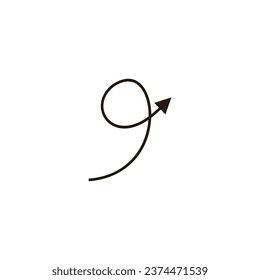 Number 9 direction geometric symbol simple logo vector 