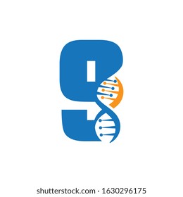 Number 9 with DNA logo Simple creative template icon