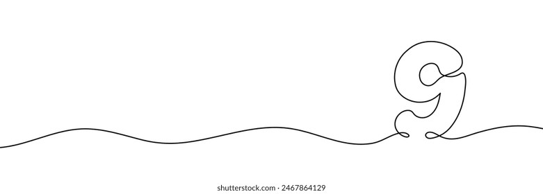 El número 9 se dibuja mediante un dibujo lineal continuo. Línea editable. Ilustración vectorial