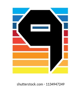 number 9 flat gradient color shape modern vector geometric design