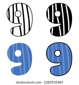 Number 9 in flat style isolated