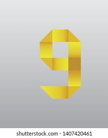 
number 9 with a fold and gradation model