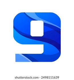 number 9 gradient logo design 