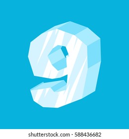 Number 9 ice. Icicles font nine. Frozen alphabet symbol. Iceberg ABC sign
