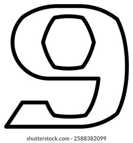 Number 9 icon line vector illustration