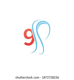 Logo del icono número 9 combinado con la plantilla de diseño del icono del hijab