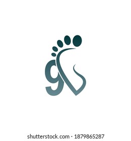 Number 9 icon logo combined with footprint icon design template