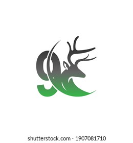 Logo del icono Número 9 con vector de diseño de ilustración del venado