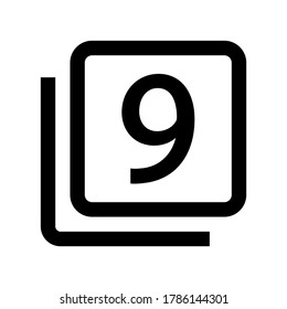 Number 9 icon vector isolated on white background.