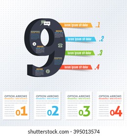 Number 9 Infographics Design and Web Elements