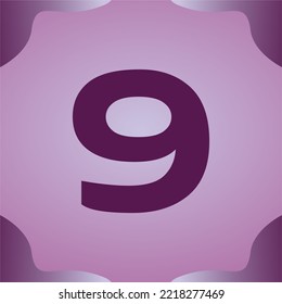 number "9" with an interesting font and color in vector form