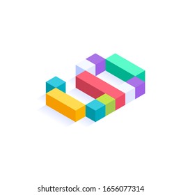 Number 9 Isometric colorful cubes 3d design, three-dimensional letter vector illustration isolated on white background
