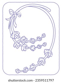 Number 9. Lavender flower font. Vector illustration.