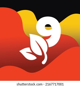 Number 9 with leaf concept logo or symbol template design