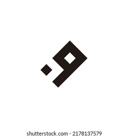 Número 9 letra A, símbolo geométrico cuadrado simple vector de logotipo