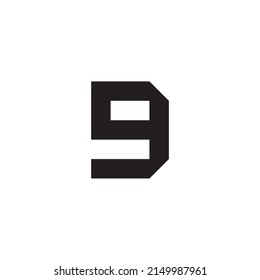 Número 9 letra D símbolo simple vector