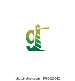Number 9 with lighthouse icon logo design template vector 