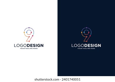 Number 9 logo design for digital technology symbol.