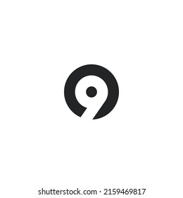 Number 9 Logo design, Negative space in Circle