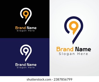 Number 9 logo design template