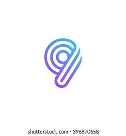 Number 9 Logo design vector template. Font Lines Logotype