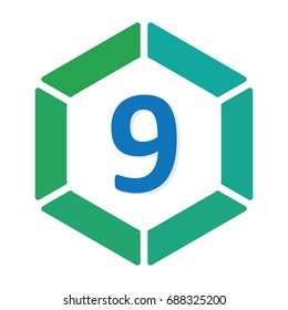 number 9 logo icon.