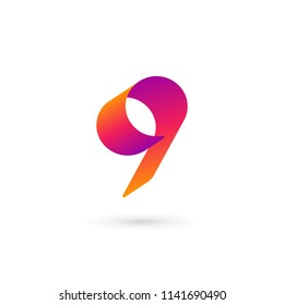 Number 9 logo icon design template elements