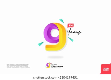 Number 9 logo icon design, 9th birthday logo number, anniversary 9