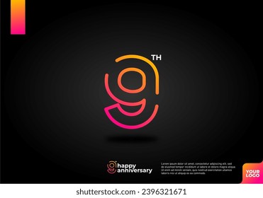 Nummer 9 Logo-Icon-Design, 9. Geburtstag-Logo-Nummer, 9. Jubiläum