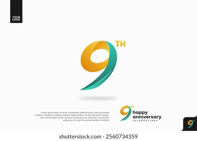 Number 9 logo icon design, 9th birthday logo number, anniversary 9