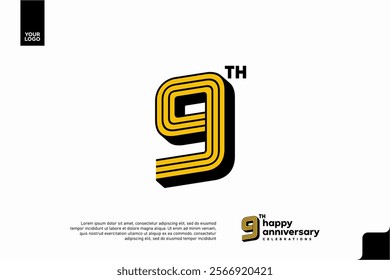 Number 9 logo icon design, 9th birthday logo number, anniversary 9