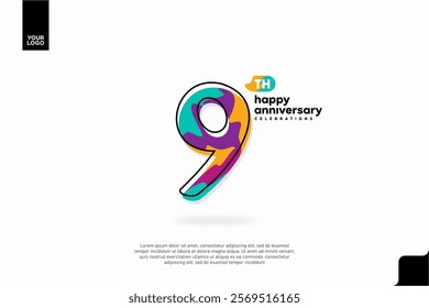 Number 9 logo icon design, 9th birthday logo number, anniversary 9