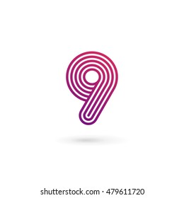 Number 9 logo icon design template elements