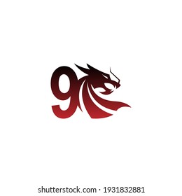 Number 9 logo icon with dragon design vector illustration