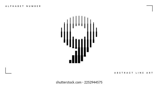 Number 9 Logo Icon Geometric Vertical Stripe Lines