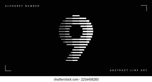 Number 9 Logo Icon Geometric Horizontal Stripe Lines