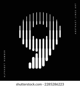 Number 9 Logo Icon Geometric Vertical Stripe Lines